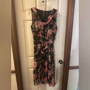 MSK Black and Pink Floral Maxi Dress